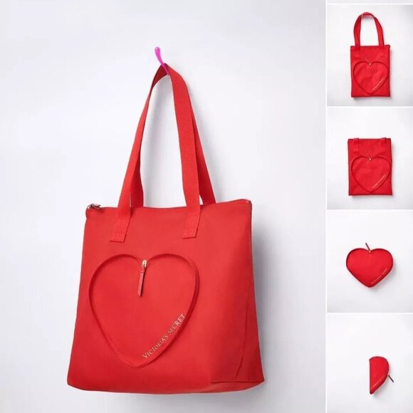 Victoria's Secret Valentine Day Heart Packable Travel Tote - Picture 2 of 3